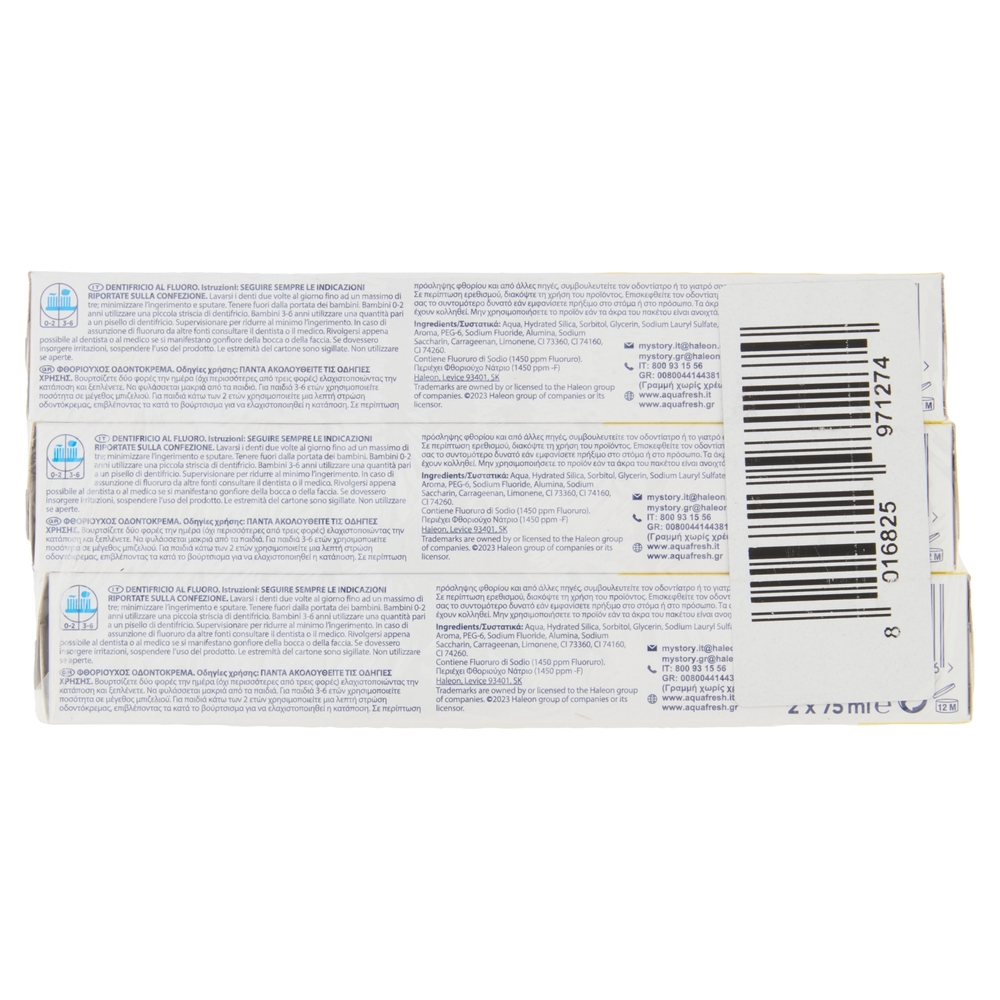 Aquafresh tripla protezione dentifricio igiene dentale multi pacco menta 3 x 2 x 75 ml